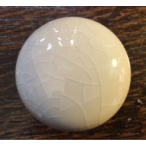 Crackle Glaze Ceramic Cupboard Knobs - Cream - 32mm Small